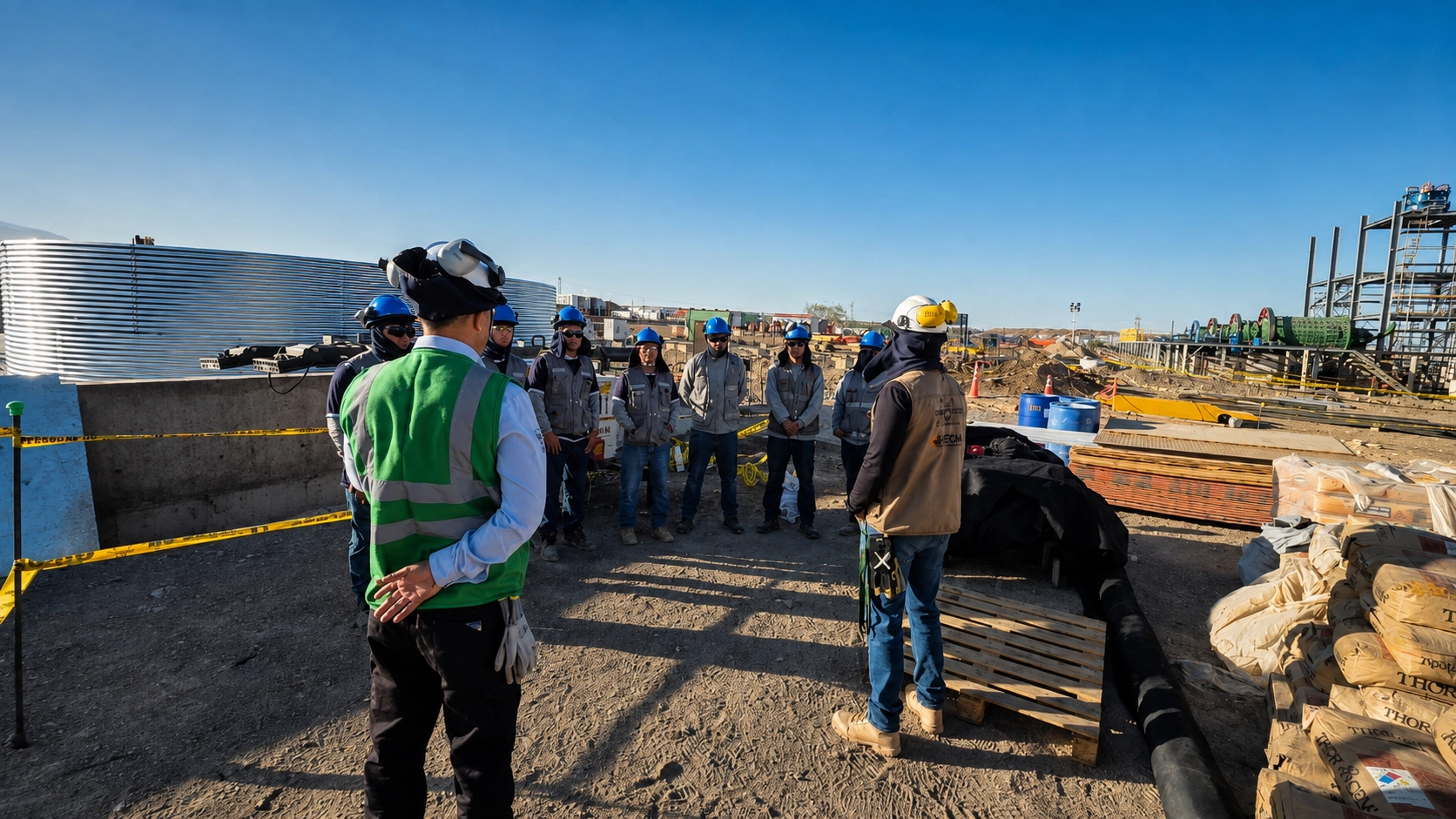 Equipo de HEMACON en reunión de coordinación en obra